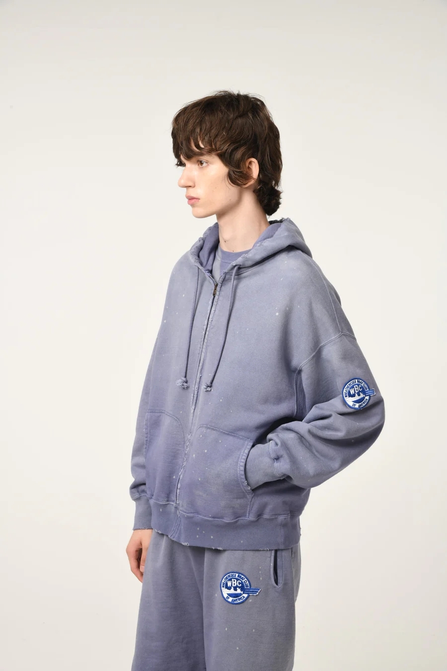 BOW WOW - BOAT CLUB ZIP HOODIE / EGGPLANT NAVY AGING
