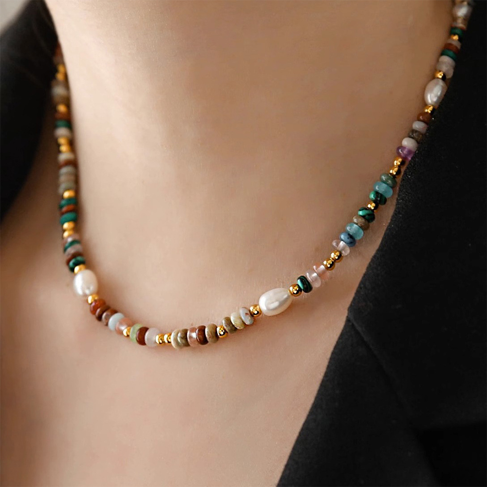項鍊 短項鍊 女飾 鎖骨鍊 串珠項鍊 珍珠項鍊 寶石項鍊 淡水珍珠項鍊 波西米亞 個性項鍊 日系項鍊 手作禮物 101