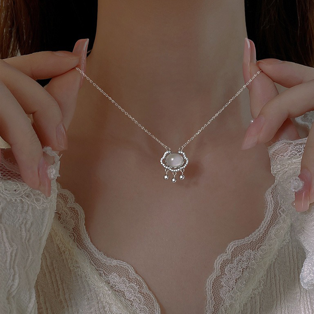 項鍊女 項鍊 鎖骨鏈 短鍊 S925純銀項鍊 白玉髓項鍊 平安鎖 長命鎖 如意鎖 招財項鍊 平安項鍊 禮物 送禮 084