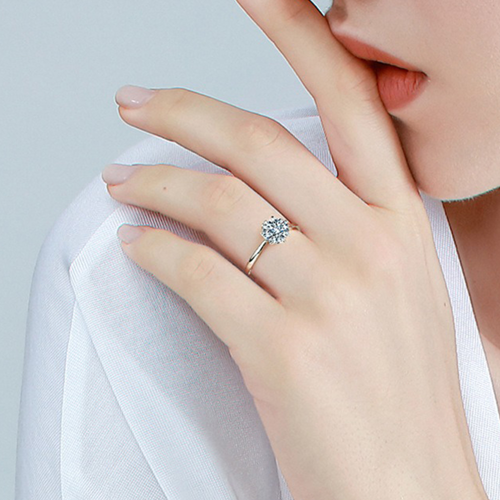 S925純銀戒指 星芒戒指  1克拉鑽戒 可調節戒指 銀戒指 閨蜜戒指 鑽石戒指 飾品配件 情侶禮物 愛心 035