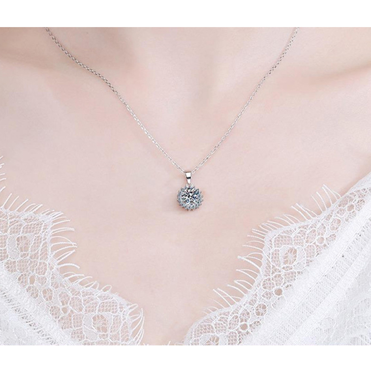 項鍊女 925純銀項鍊 鑽石項鍊 太陽花項鍊 向日葵項鍊 造型項鍊 情人節禮物 女友禮物 花朵項鍊 短鍊 低敏 076