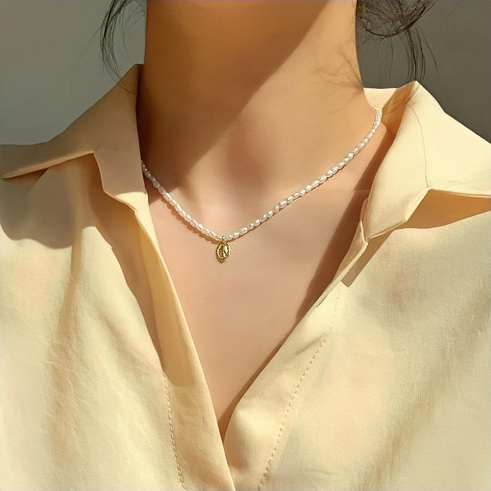 項鍊 韓國飾品  項鍊女 珍珠項鍊 925純銀 吊墜 短鏈 銀飾 項鍊配件 女朋友禮物 女生禮物 韓版飾品 073