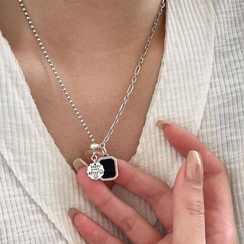 女項鍊 飾品 銀飾 首飾 韓國項鍊 項鏈 s925 純銀項鍊 方牌項鍊 婚禮小物 禮品 穿搭項鍊 婚禮禮物 066