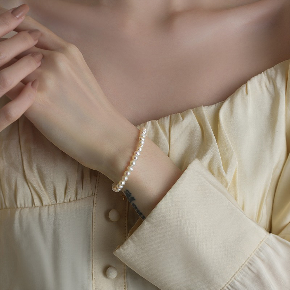 珍珠手鍊 純銀手鍊 純銀飾品 女生手鍊 可調節 情人節生日禮物 送女友 純銀釦環 手鍊 飾品 淡水珍珠  高品質 067