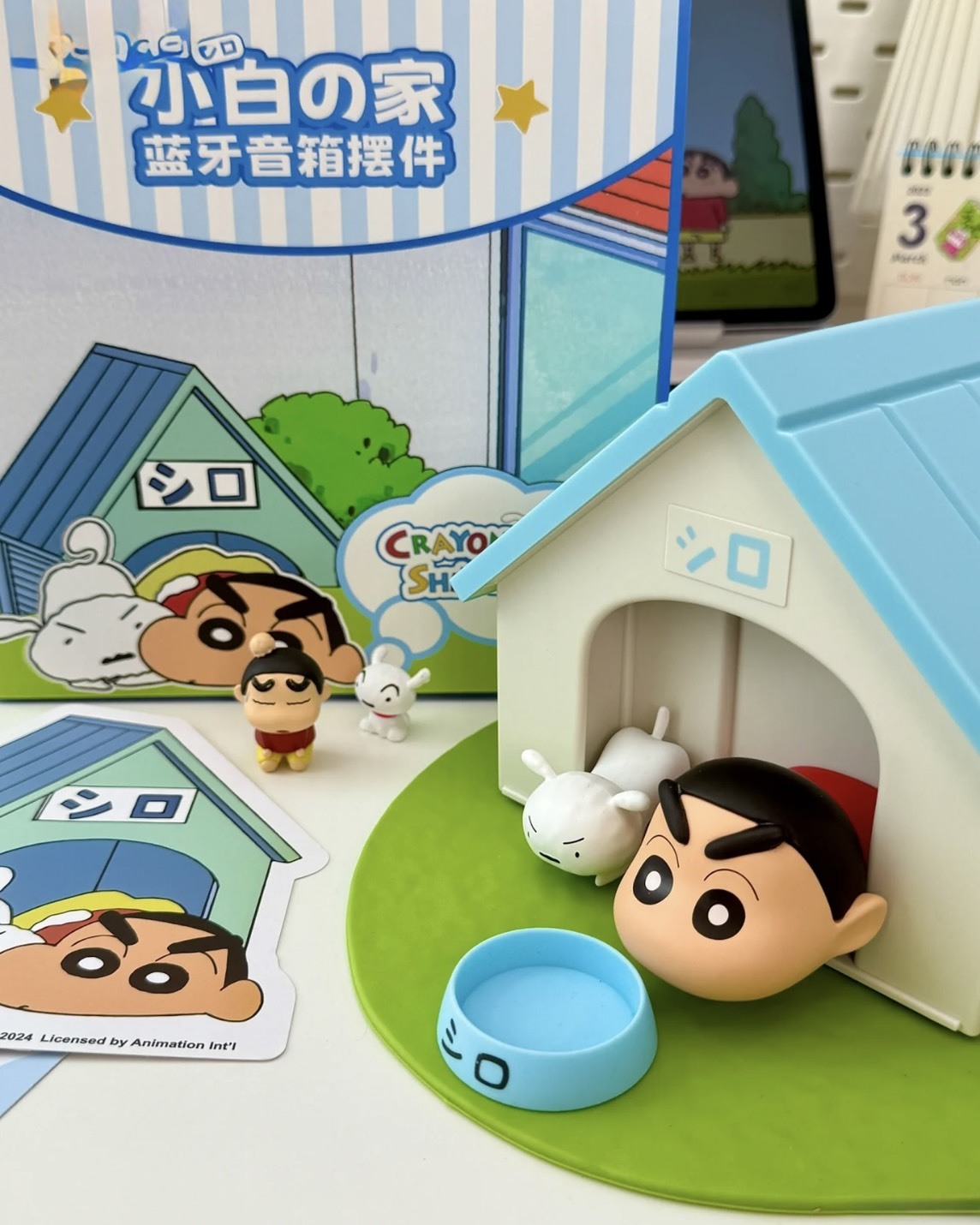 <正版授權>蠟筆小新 小白的家 擺件 小夜燈 無線藍芽音響 附贈草坪墊