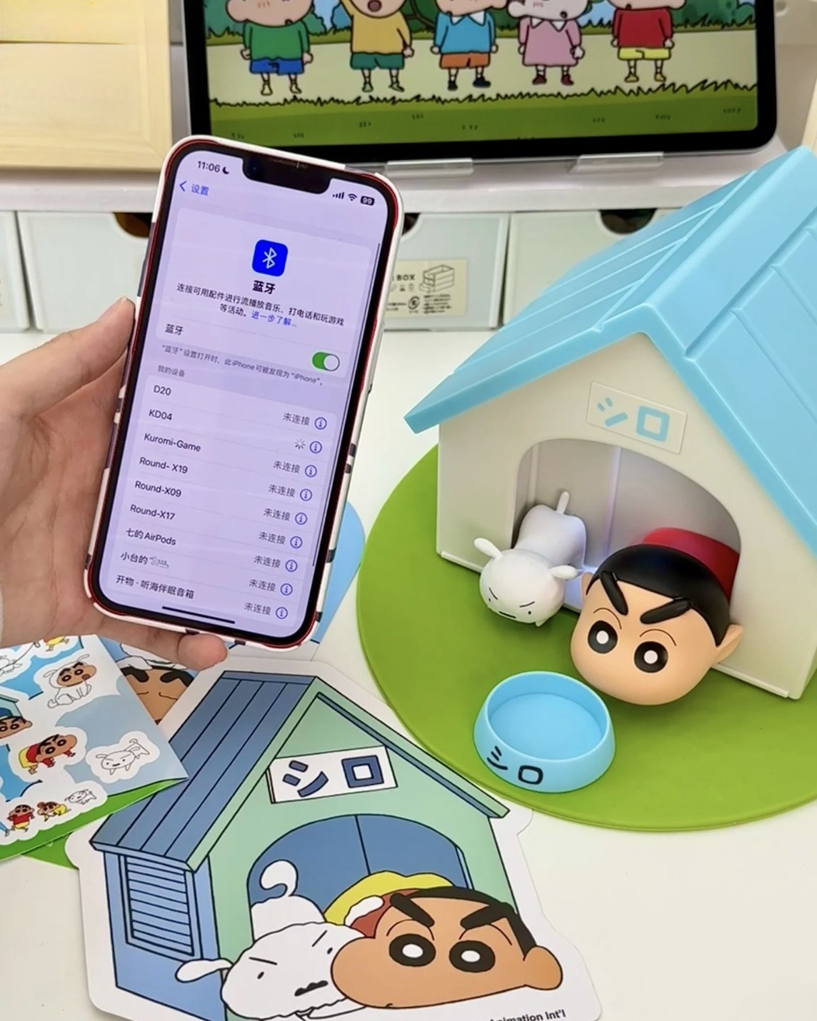 <正版授權>蠟筆小新 小白的家 擺件 小夜燈 無線藍芽音響 附贈草坪墊