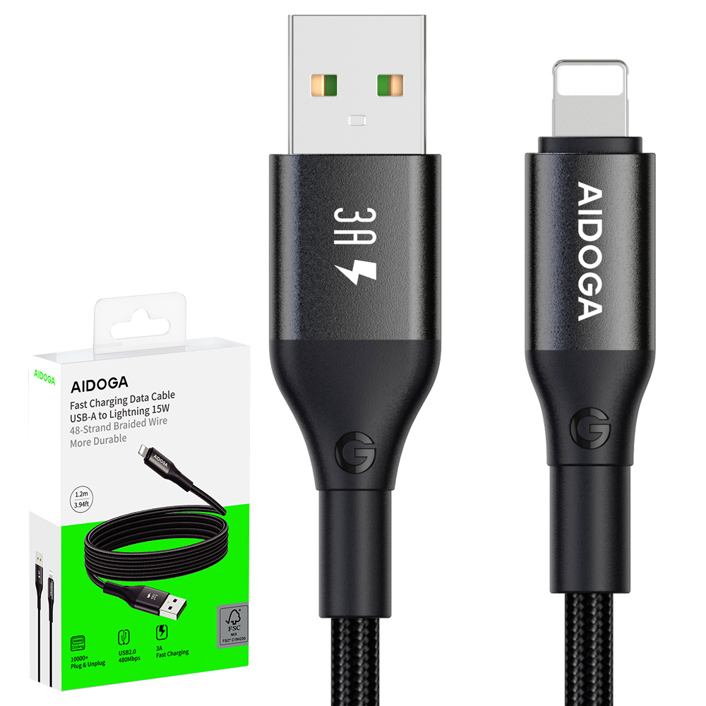 AIDOGA 艾迪伽 iPhone/Lightning充電線傳輸線編織快充線 3A快充 爵士系列 1.2M