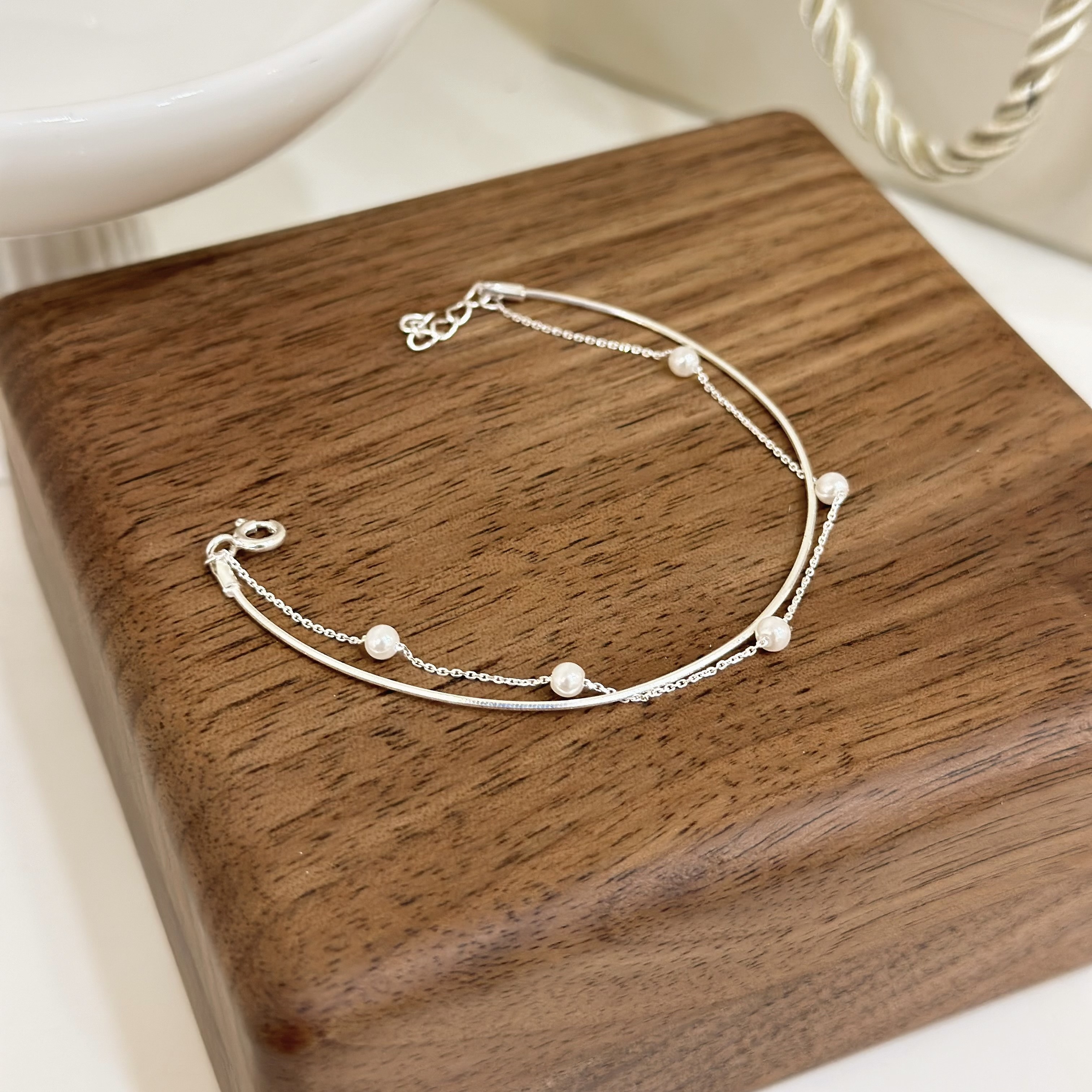 A09珍珠雙層純銀手鍊