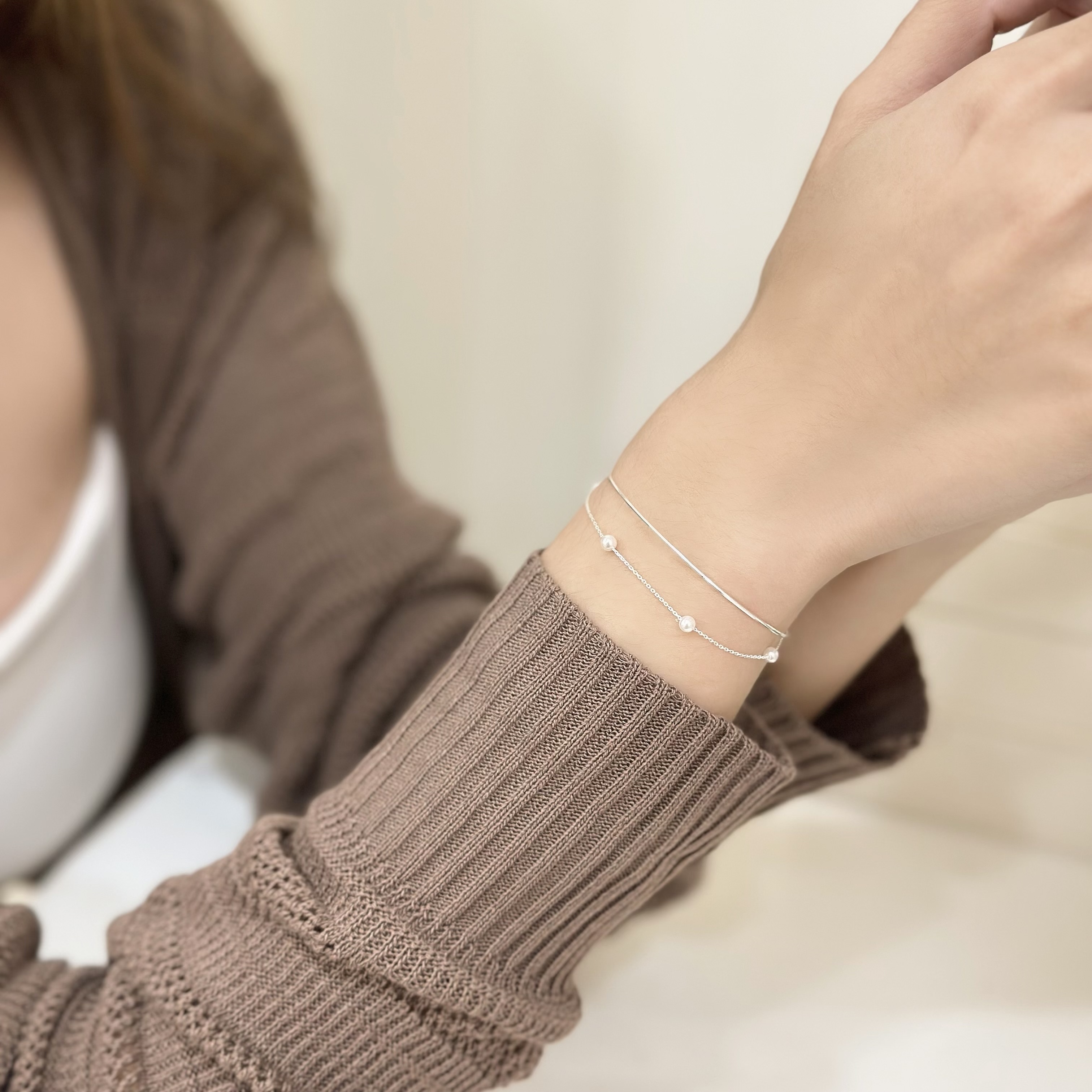 A09珍珠雙層純銀手鍊