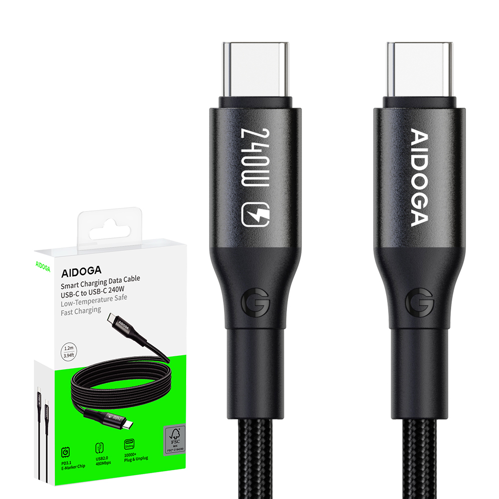 AIDOGA 艾迪伽 240W 雙Type-C/PD3.1充電線傳輸線編織快充線 爵士系列 1.2M