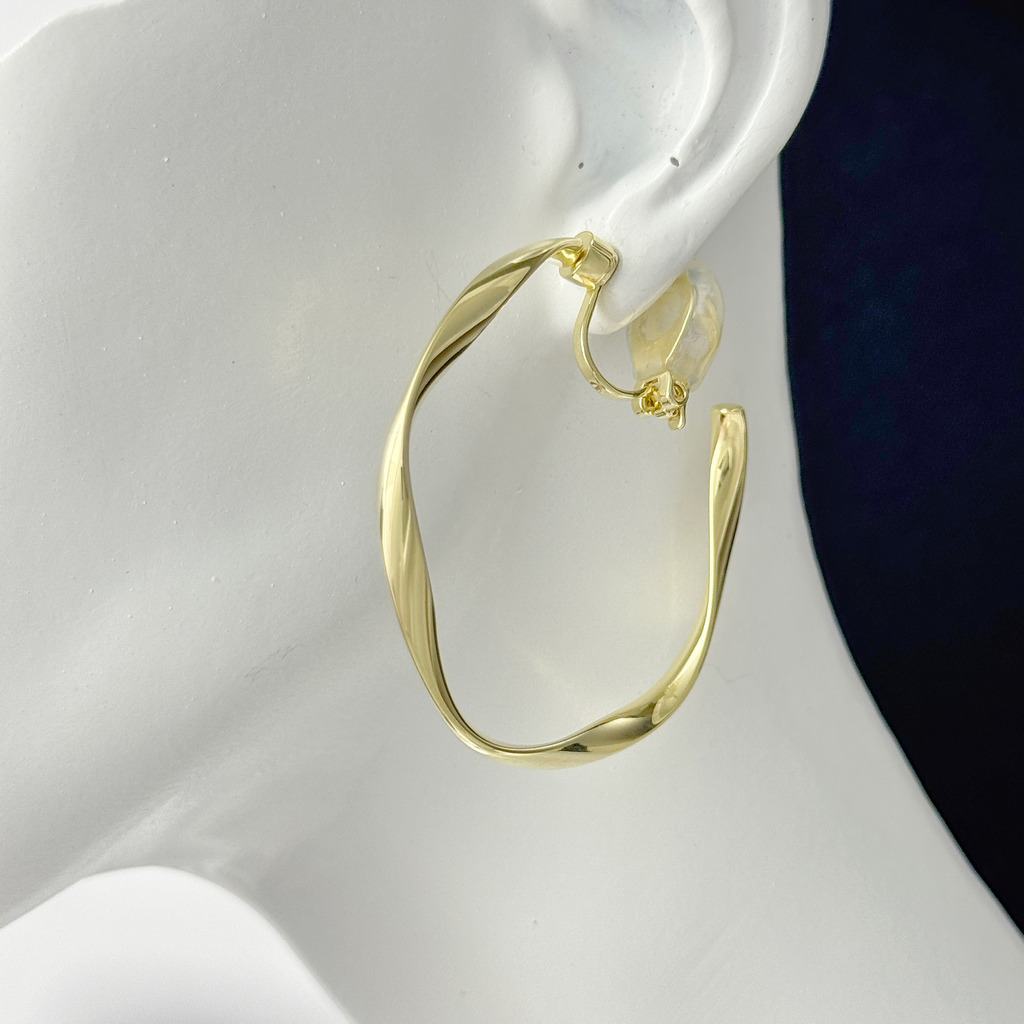 優雅扭紋耳圈 耳夾