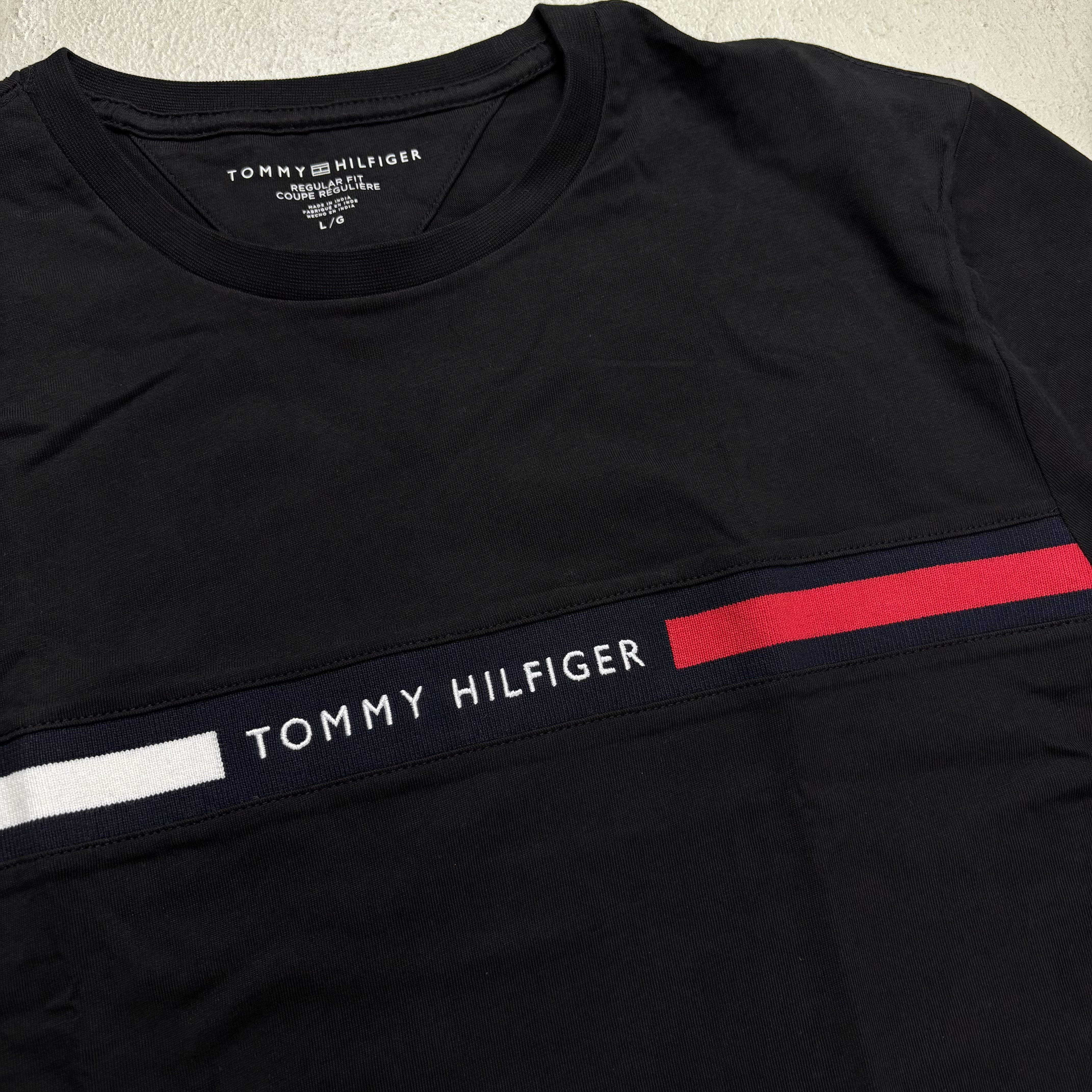 Tommy Hilfiger 織帶刺繡LOGO短袖 黑/白/藍