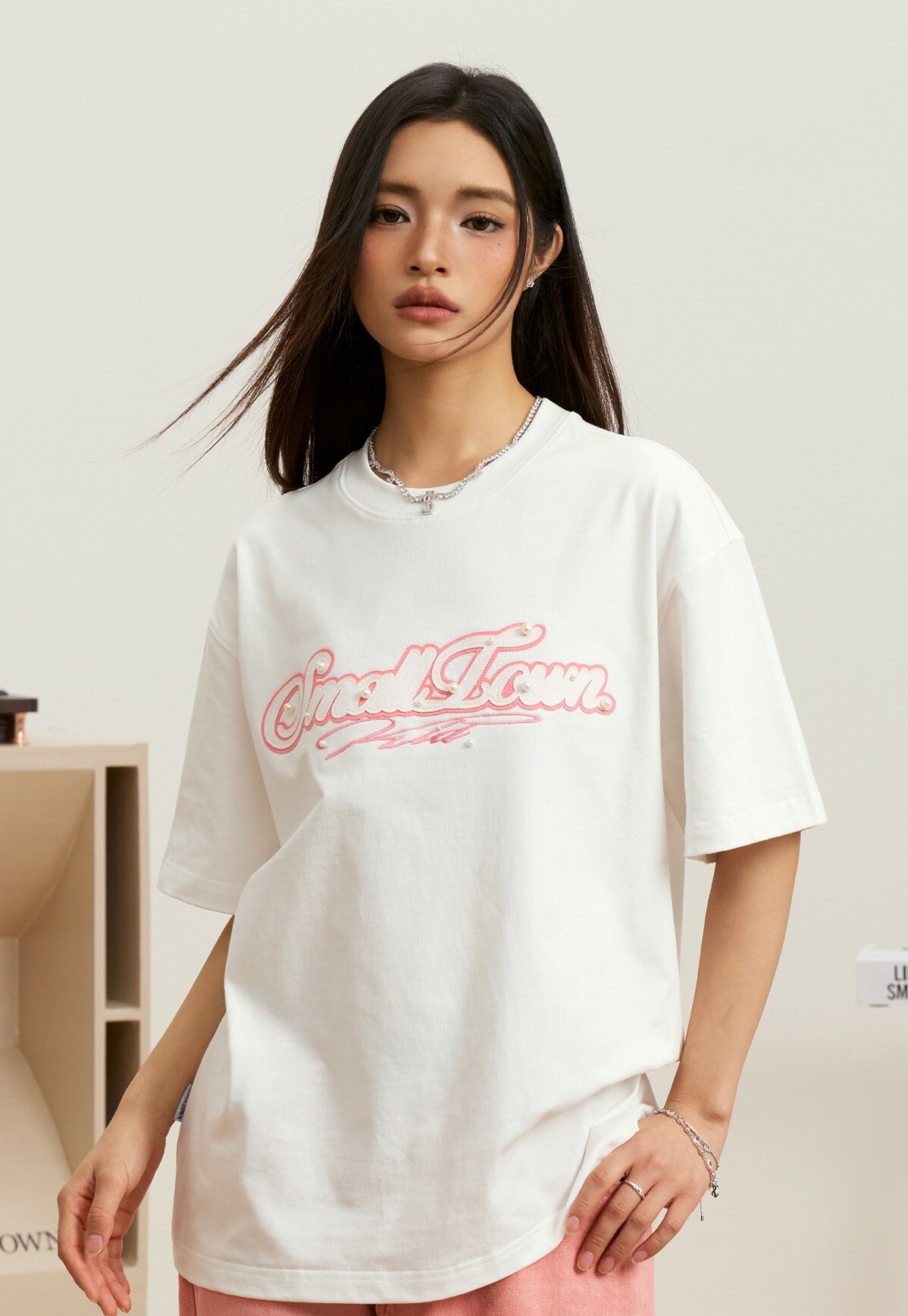 STK SmallTownKid 珍珠貼布 短袖 T恤