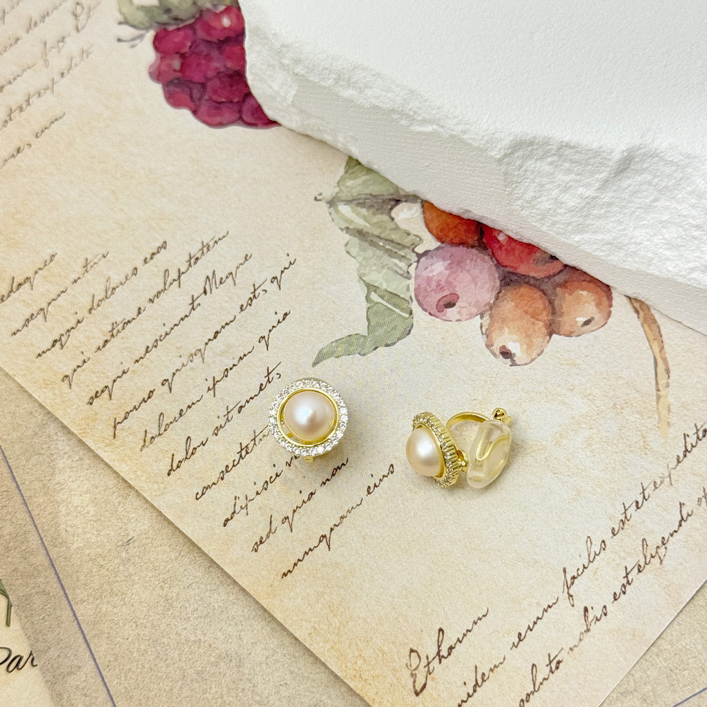 小光環珍珠耳環 耳夾