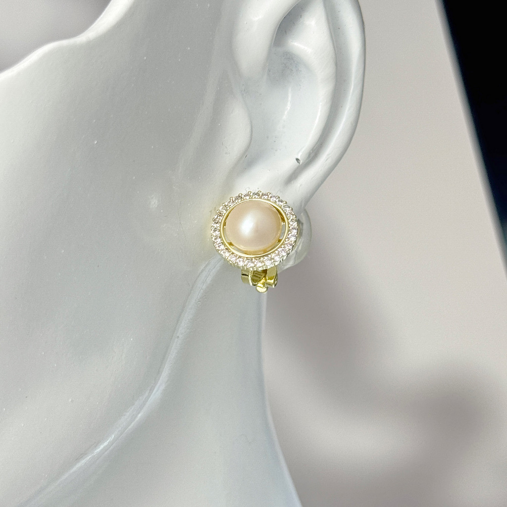 小光環珍珠耳環 耳夾