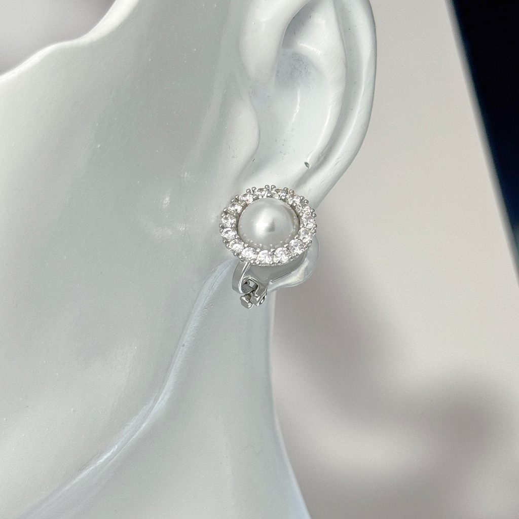 大光環珍珠耳環 耳夾