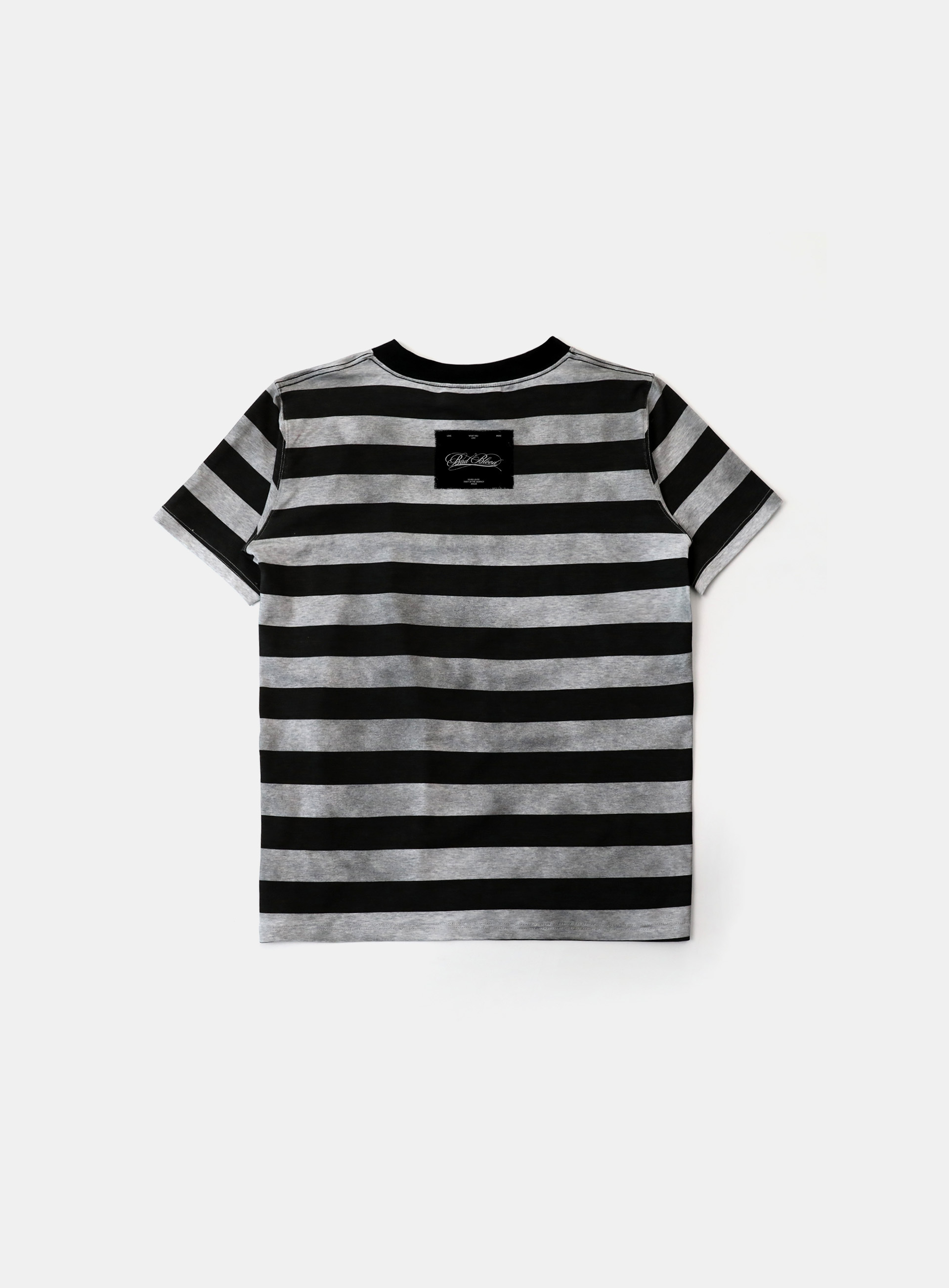 bad blood - Curved Logo Dusty Stripe T-Shirt (Black/Grey)