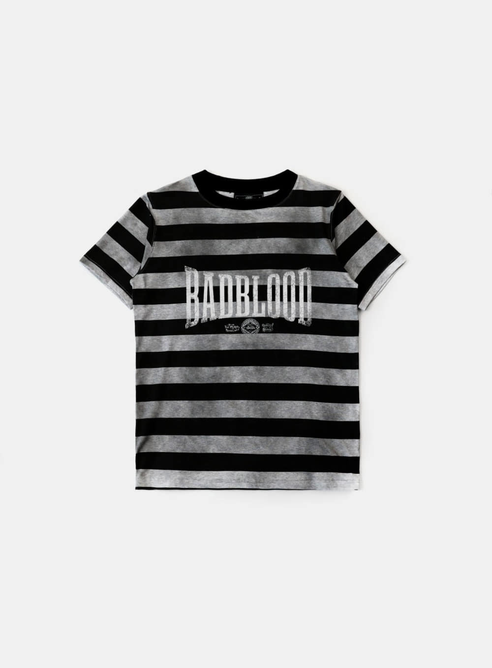 bad blood - Curved Logo Dusty Stripe T-Shirt (Black/Grey)