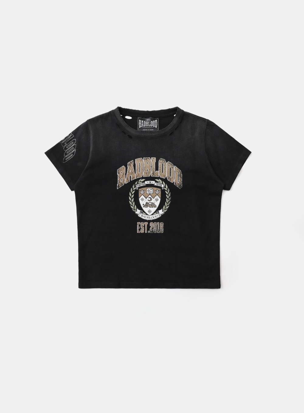 bad blood - Workshop Print Distressed T-Shirt (Black)