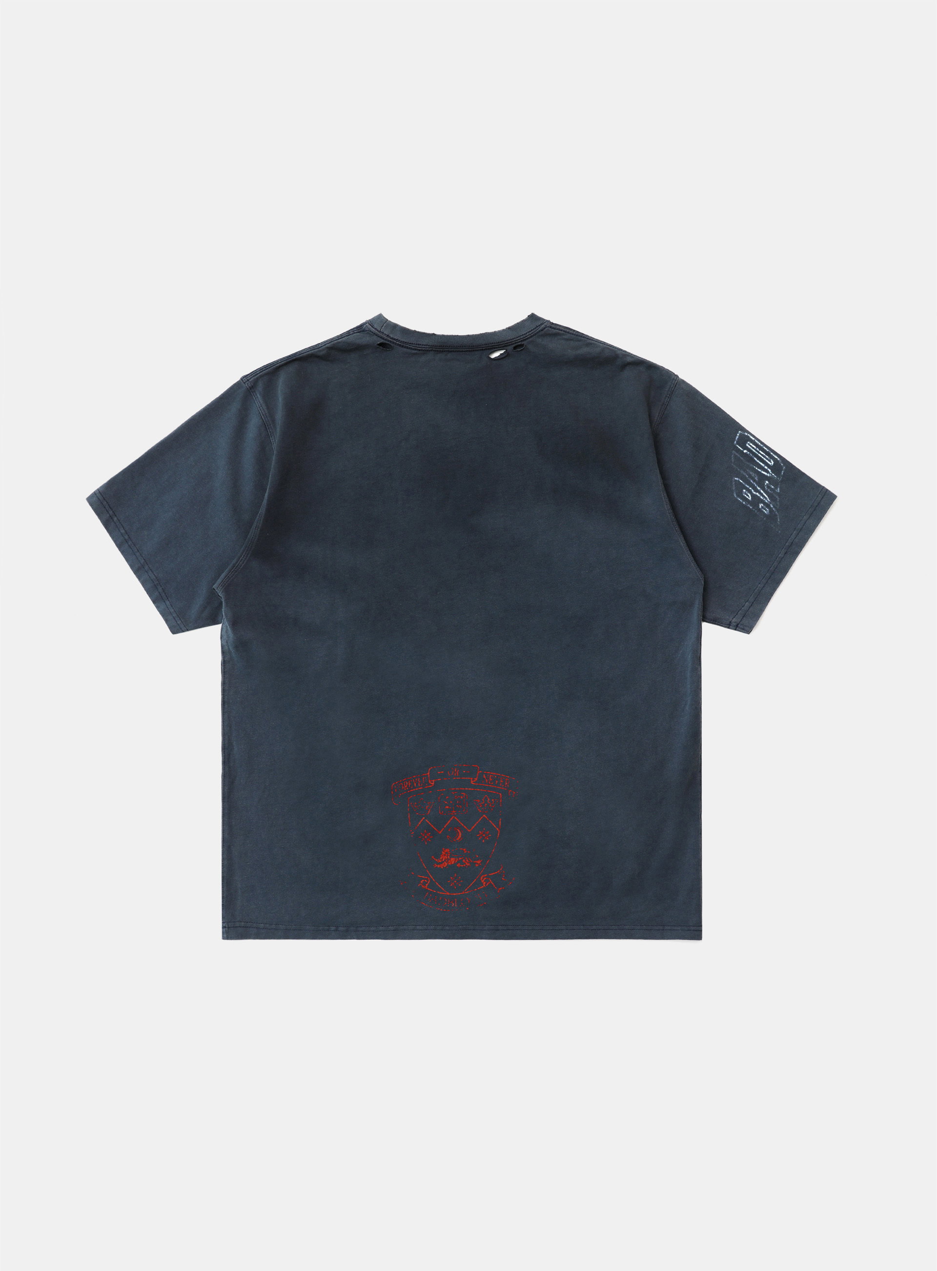 bad blood - Workshop Print Distressed T-Shirt (Navy)