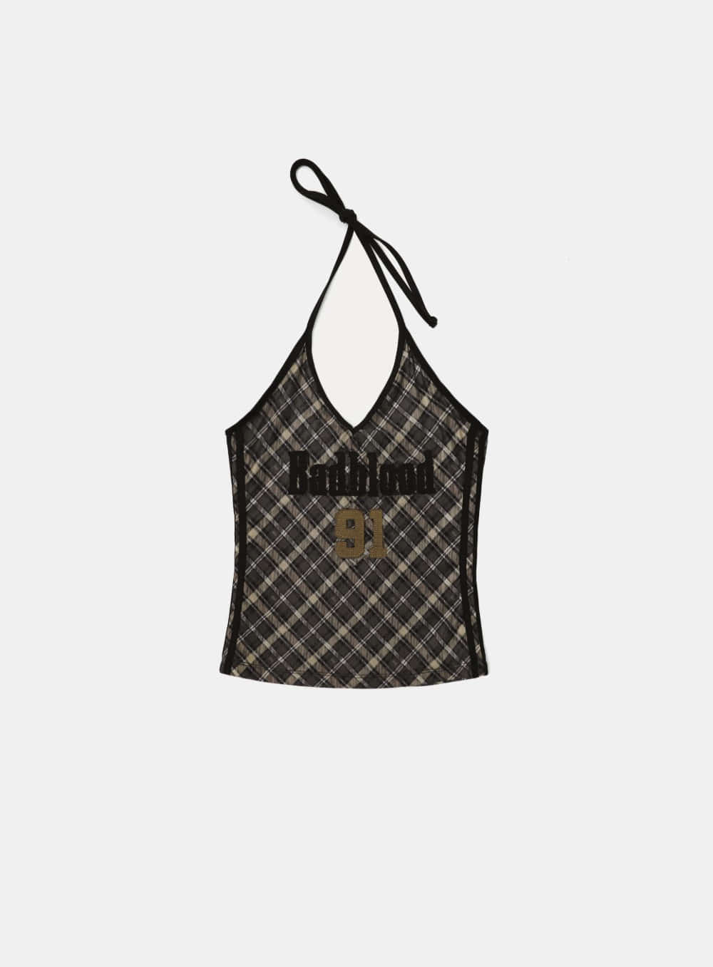 bad blood - Vintage Club Halter Tank (Check Brown)