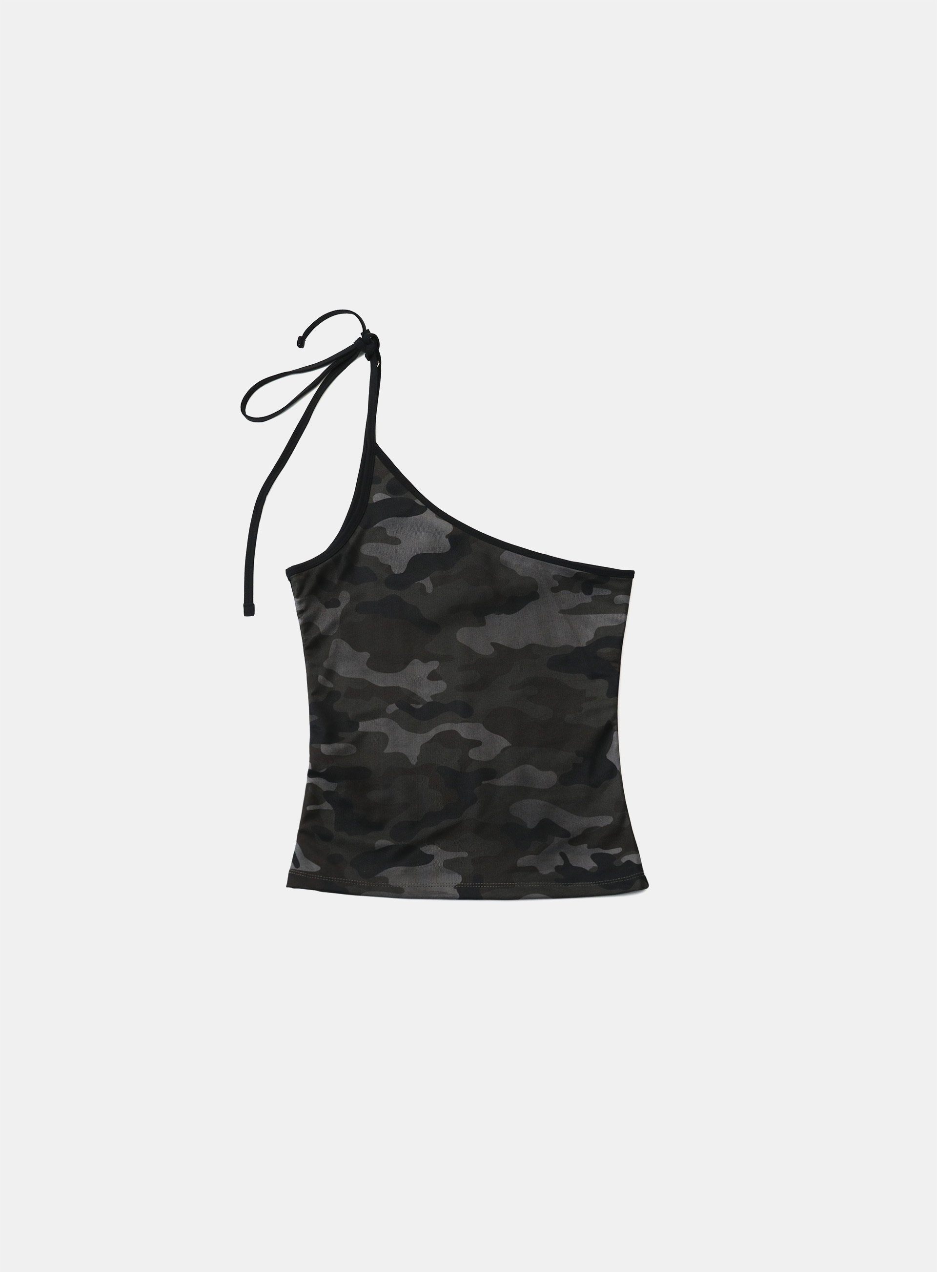 bad blood - Vintage Club One Shoulder Tank (Black Camo)