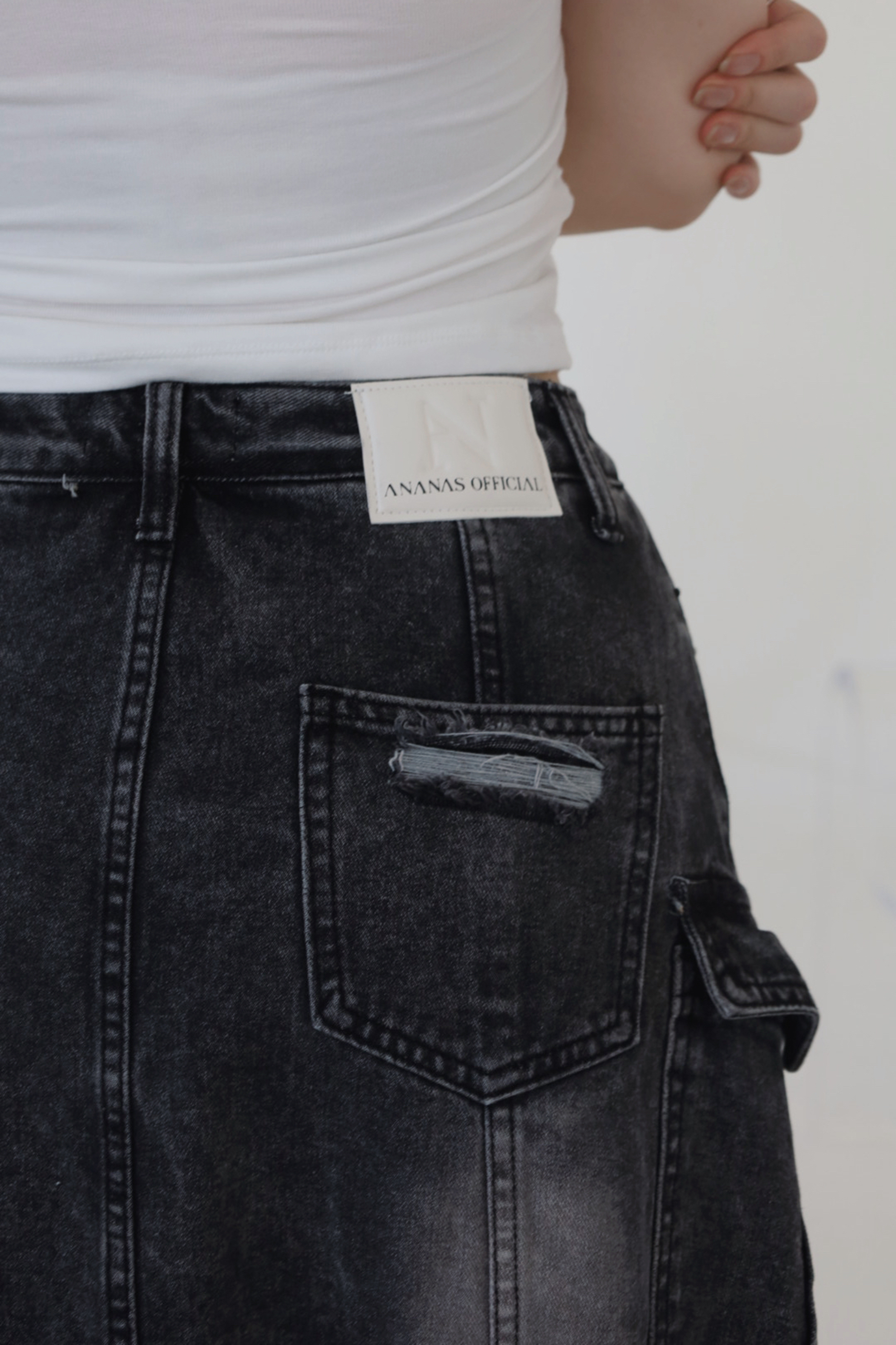 [ Ananas設計款✨] 工裝風高開衩牛仔長裙