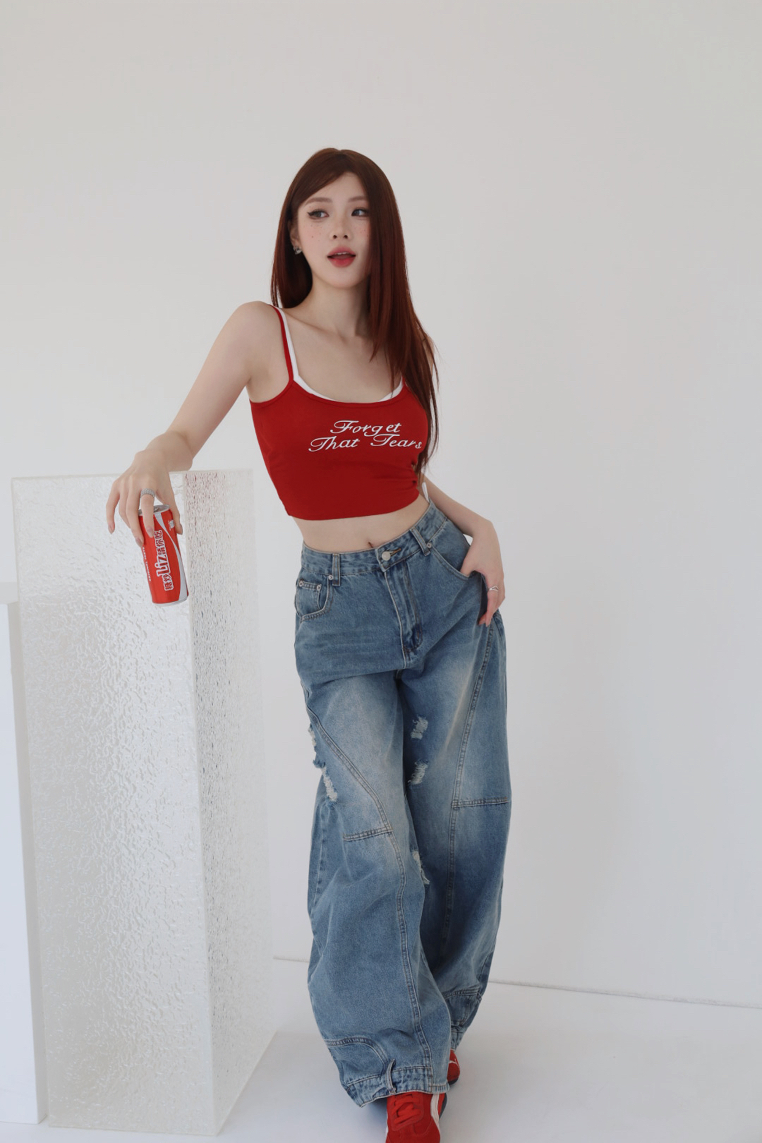 復古刷色彎刀褲