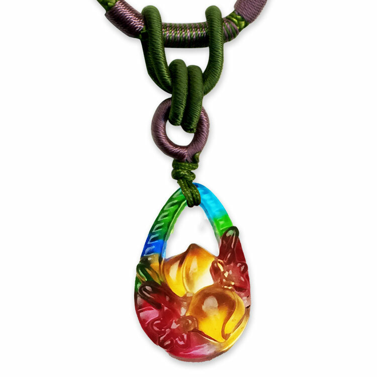 鹿港窯禮品館｜居家開運｜壽桃造型水晶琉璃項鍊