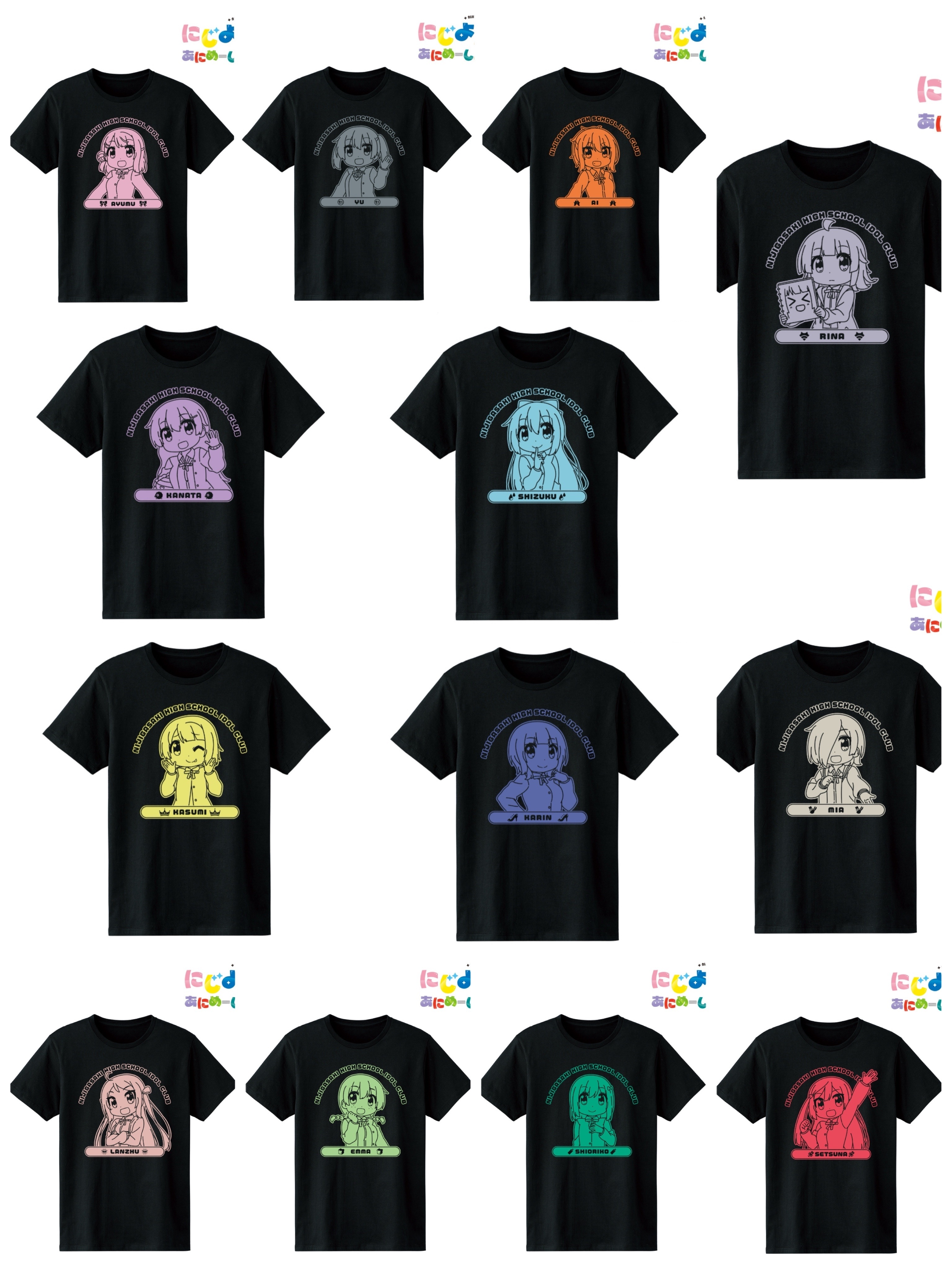 AB46502 Pbandai 預訂 2025/9月 にじよん あにめーしょん カレッジTシャツ