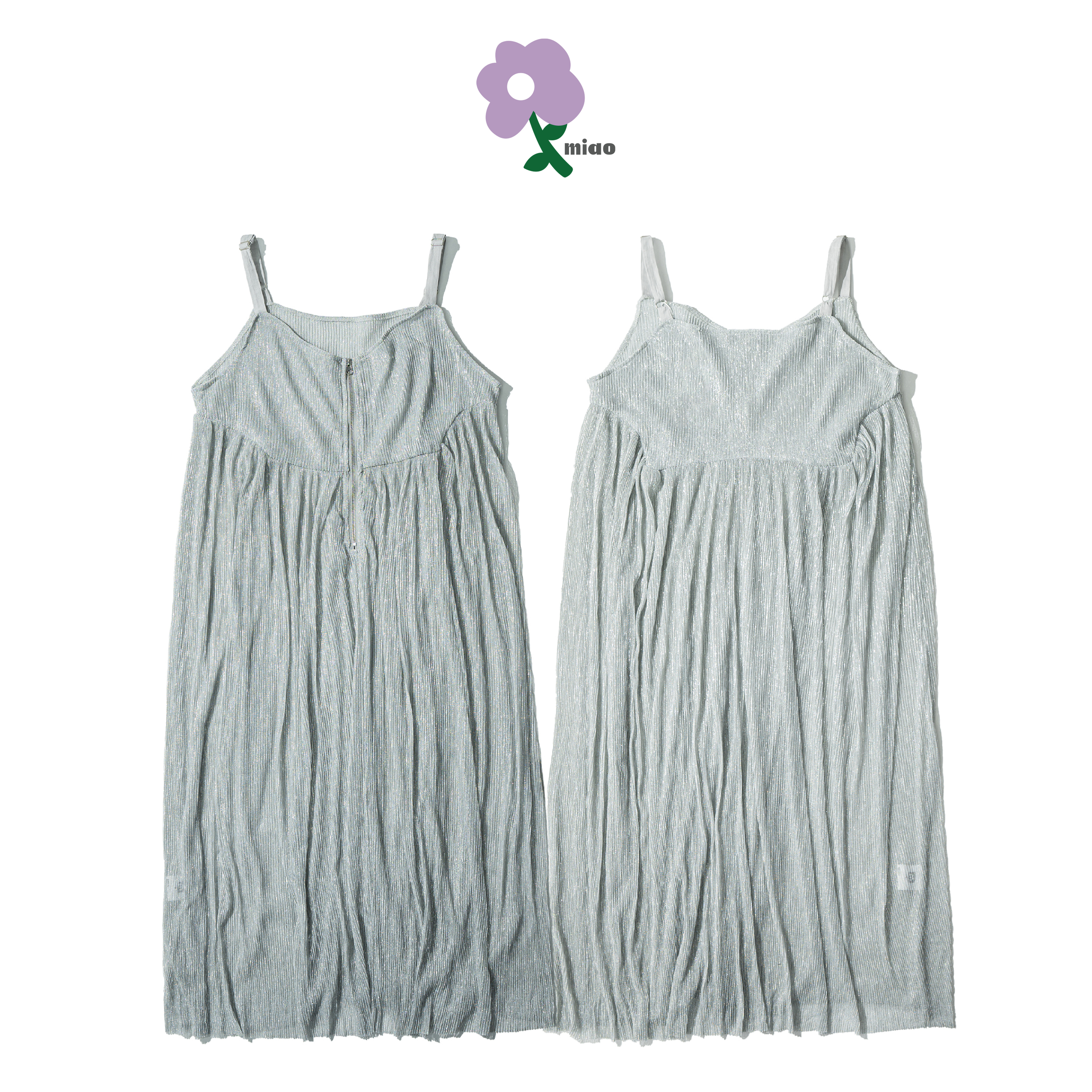 AGILITY MIAO Thin Shoulder Pleats Dress 細肩 壓褶 網紗洋裝裙 [M-SK8]