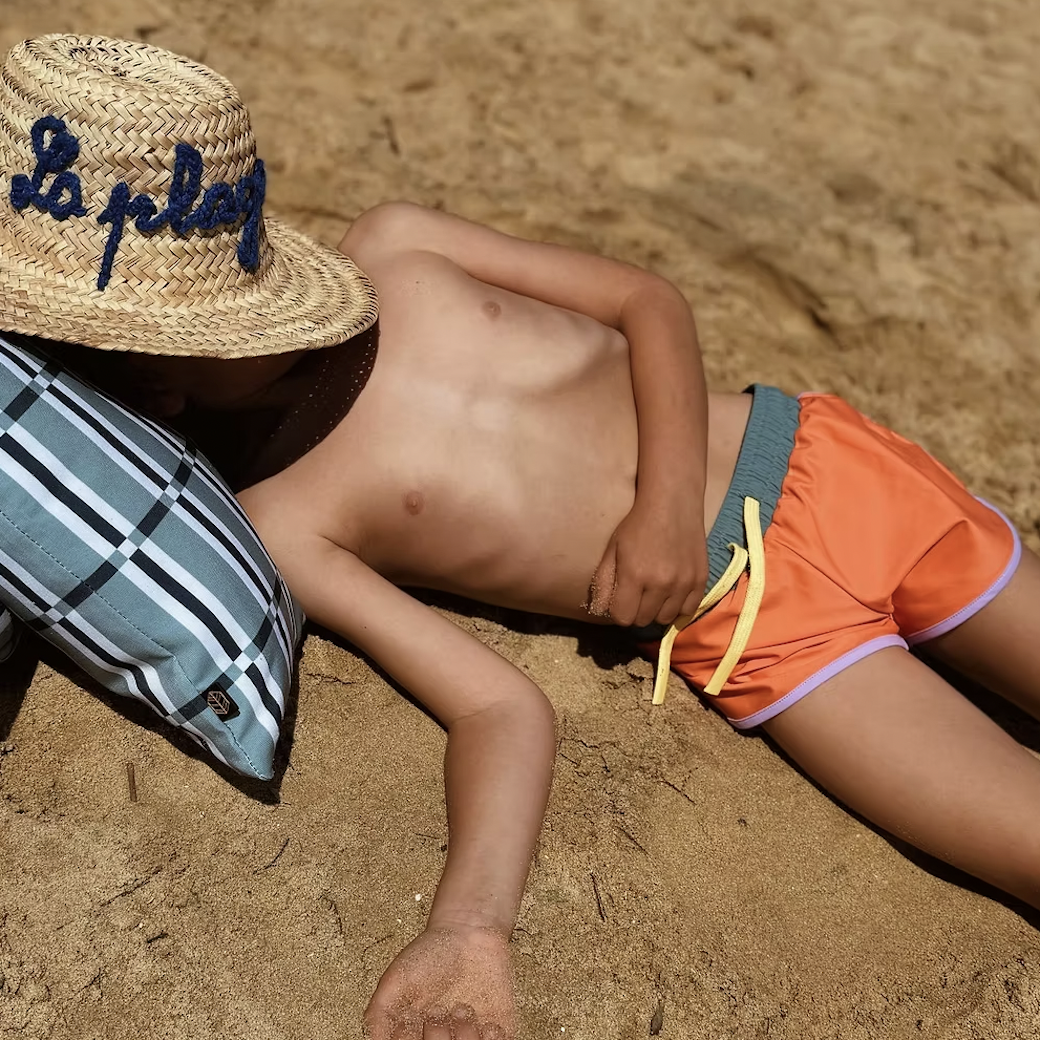 柑橘橙 | 海廢再生 抗UV兒童防曬游泳短褲