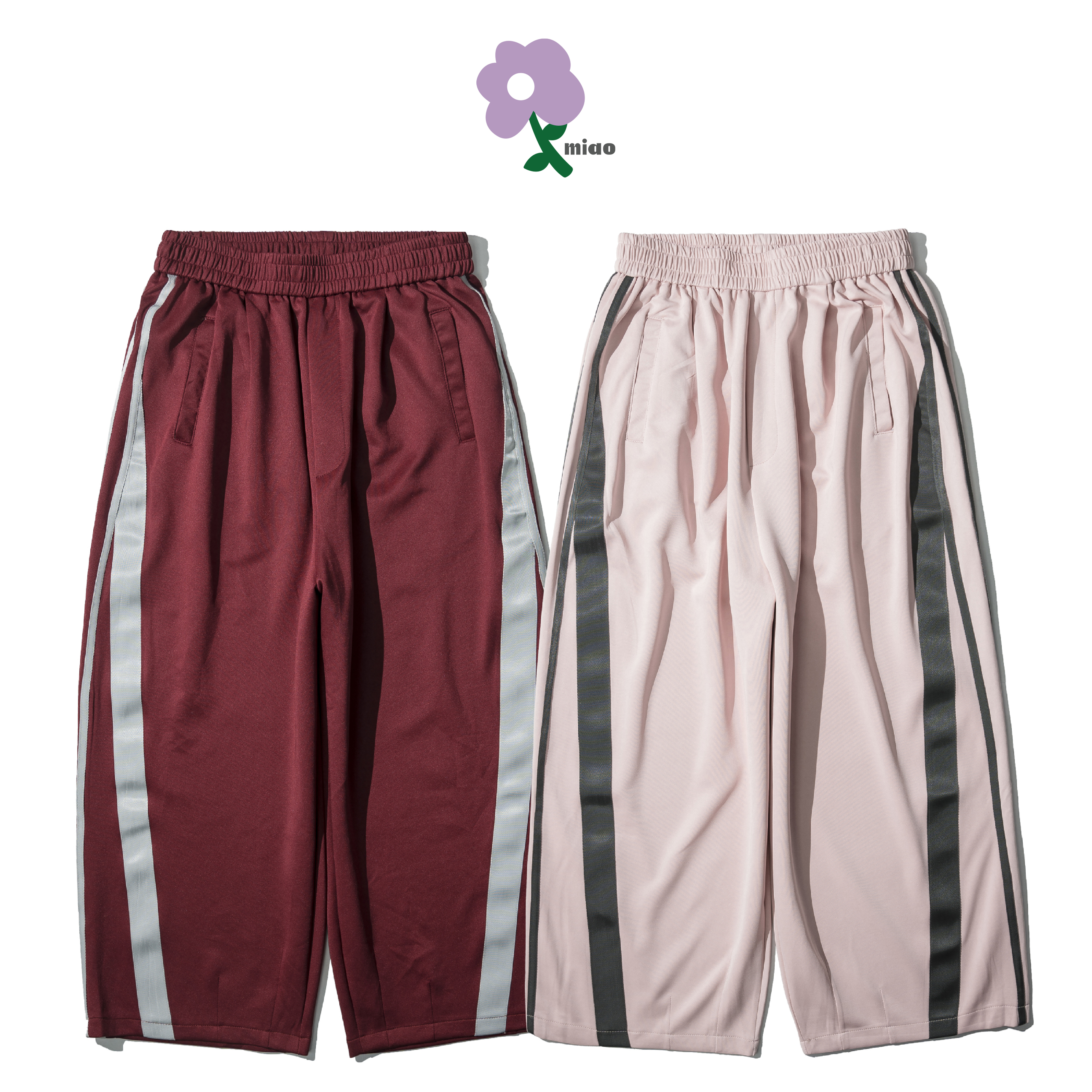 AGILITY MIAO Splicing Wide Leg Track Pants 女裝 拼接寬版 運動長褲 [I-08]