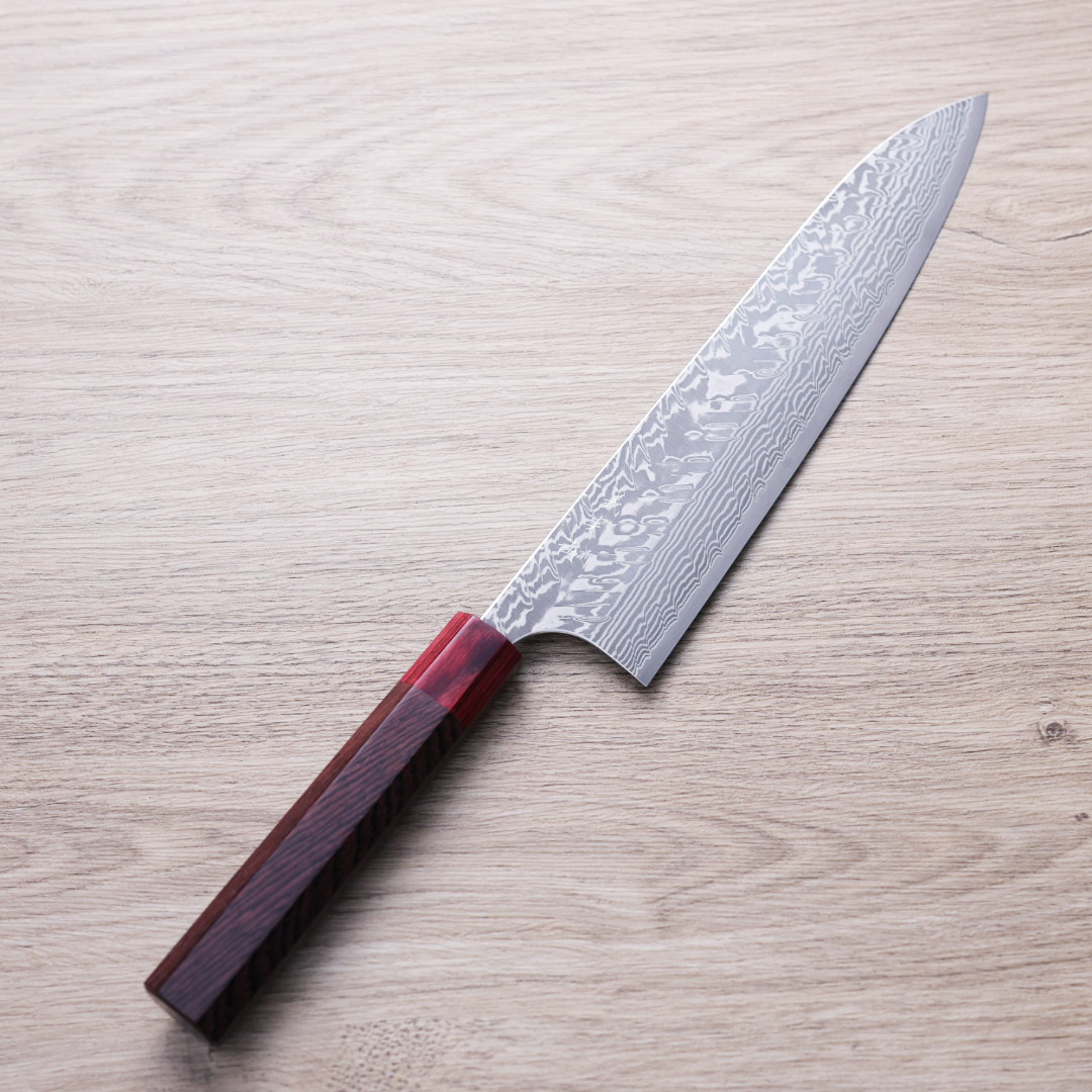 加藤義實 牛刀 240mm SG2粉末HSS鋼 鎳染大馬士革