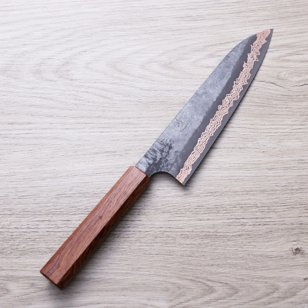 初心x二唐 喜 牛刀 210mm SLD鋼 黑打有色大馬士革