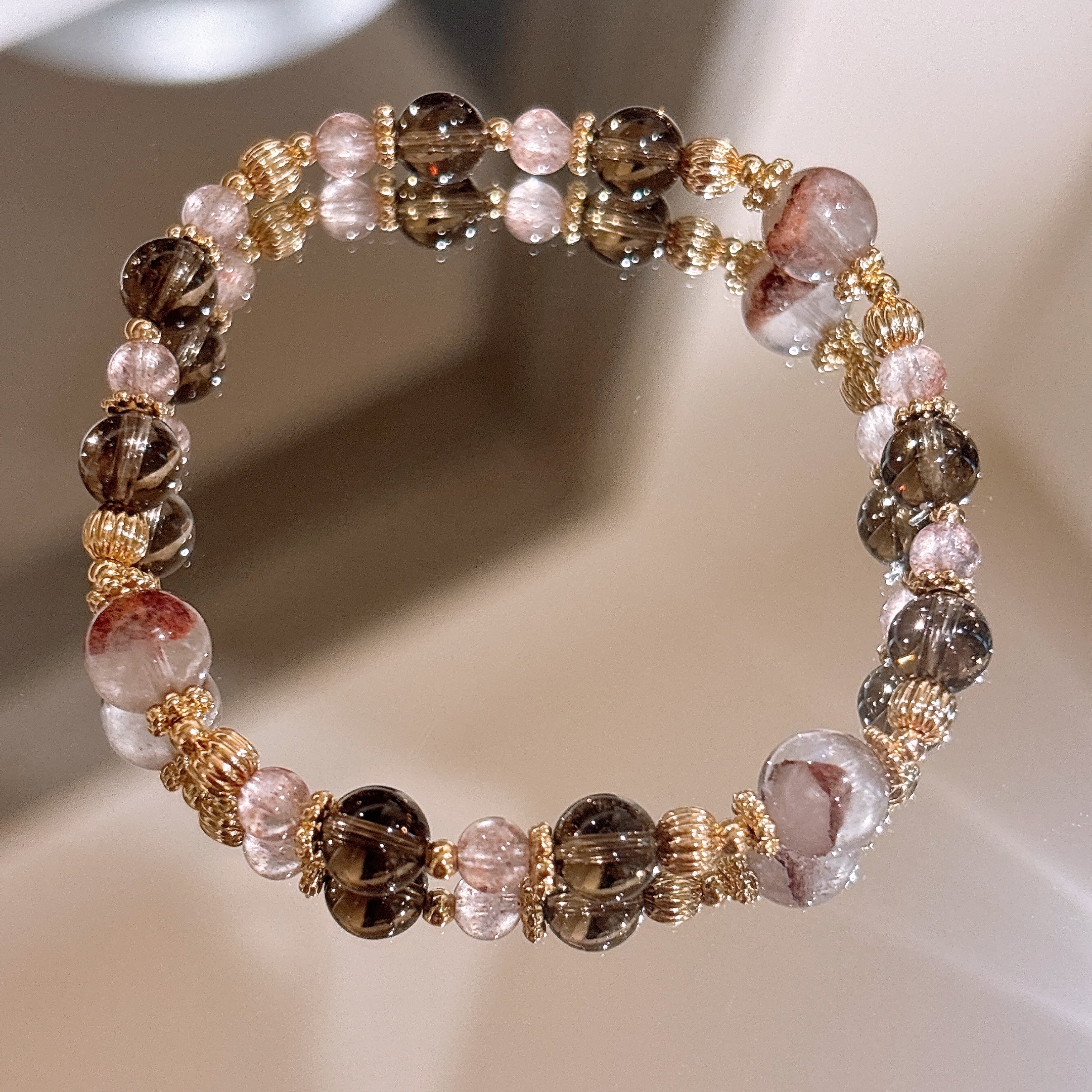 平衡能量 | 安然之境｜金字塔紅幽茶晶《彈力繩繩款》