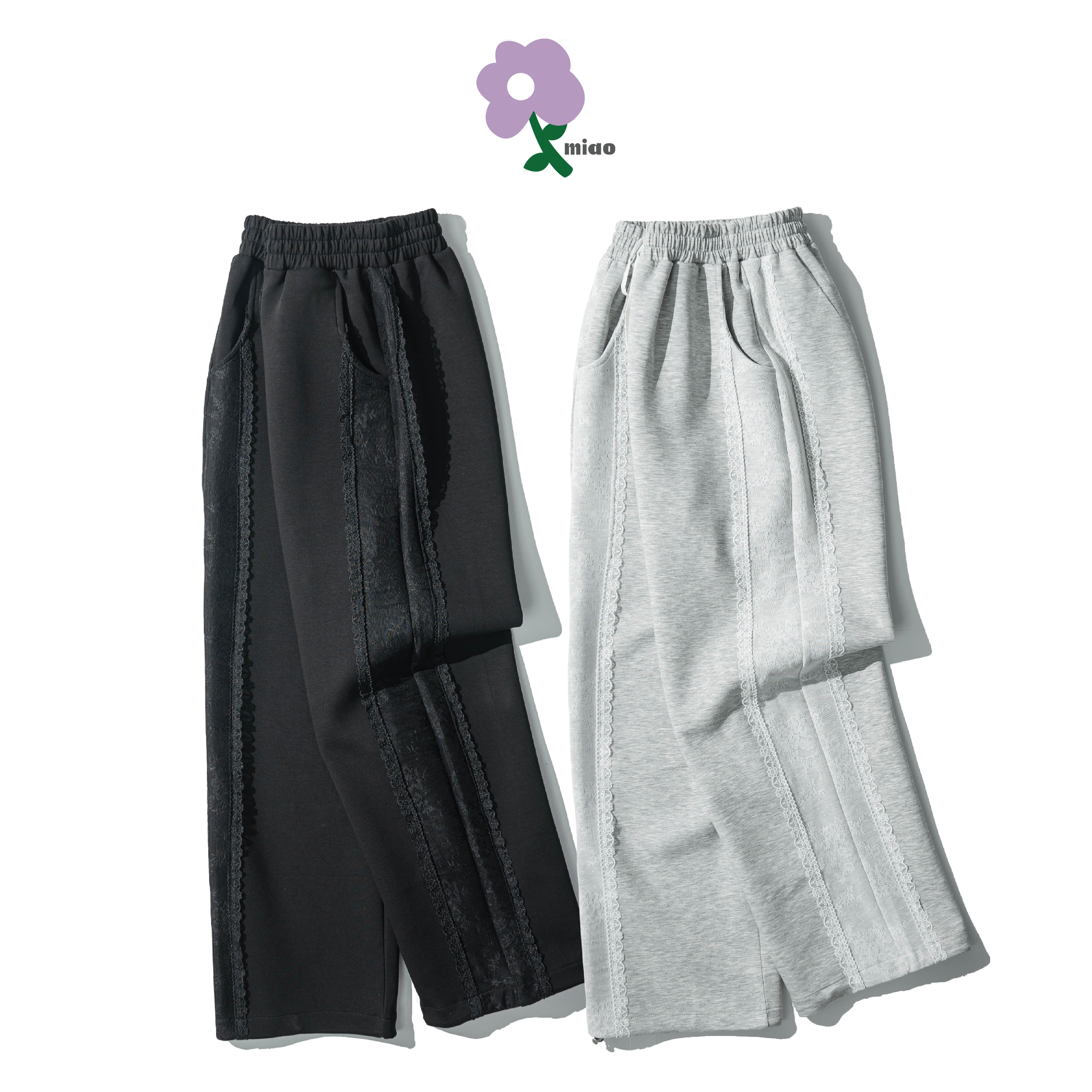 AGILITY MIAO Guipure Lace Sweat Pants 女裝 蕾絲 直筒長褲 [M-HP8]