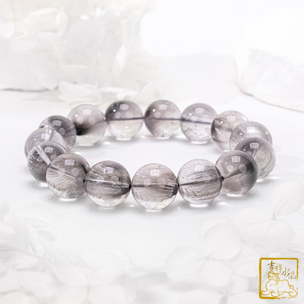 黑銀鈦晶手珠 15.2mm 強大正氣