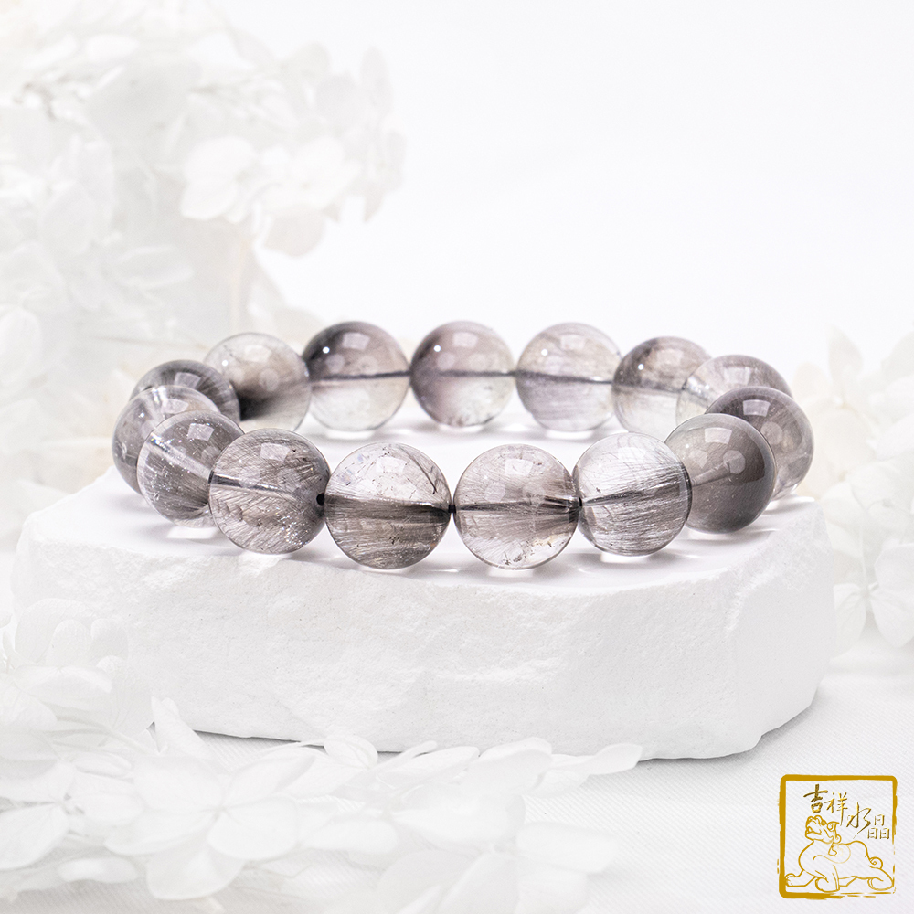 黑銀鈦晶手珠 15.2mm 強大正氣