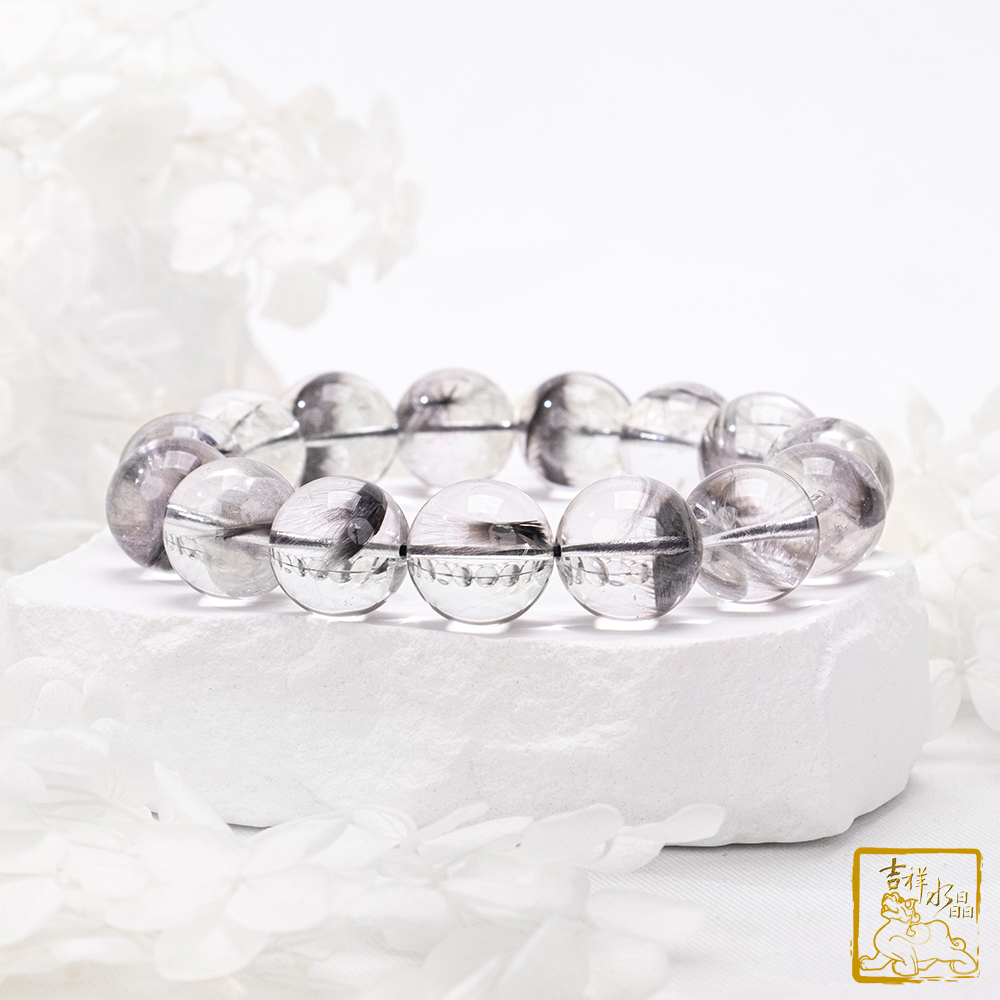 黑銀鈦晶手珠 15.3mm 強大正氣