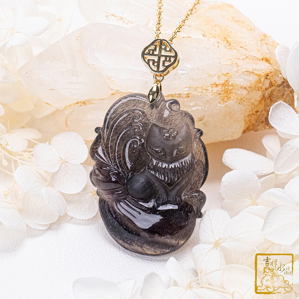 Black Super Seven Fox Fairy Pendant 21.5g