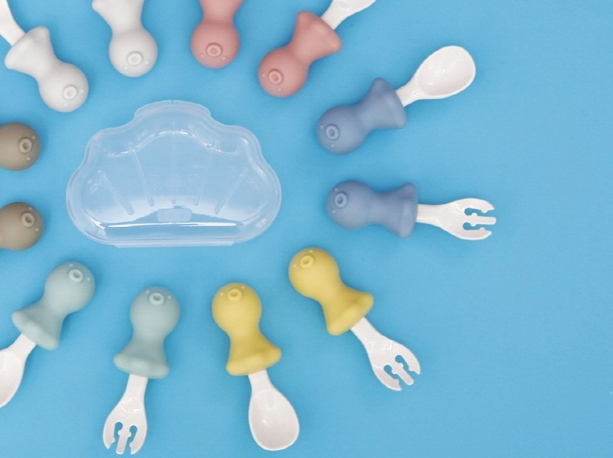 Edison矽膠叉匙章魚有盒套裝