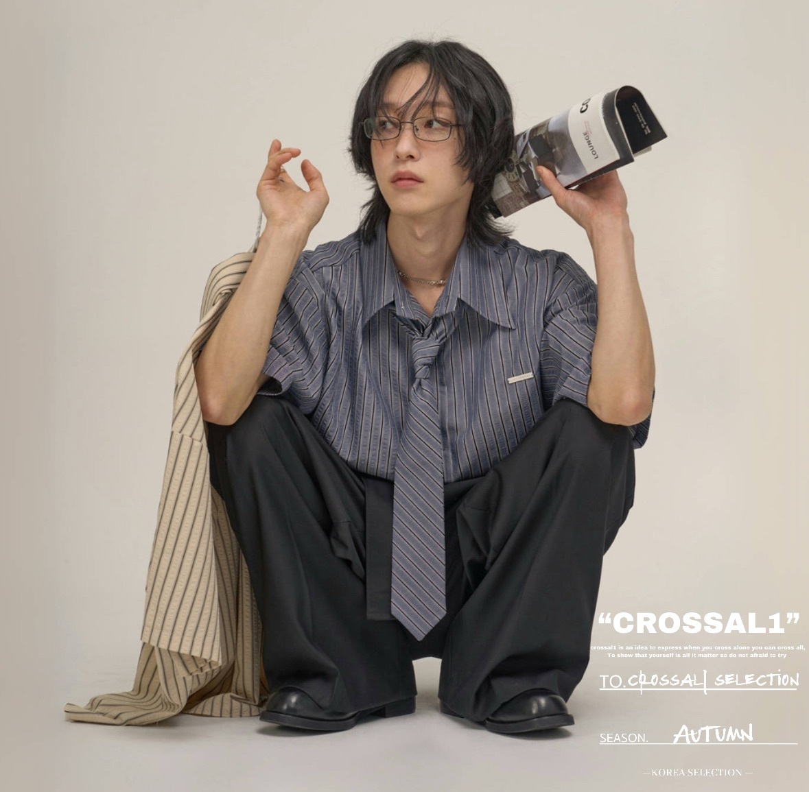 學院風條紋休閒領帶襯衫