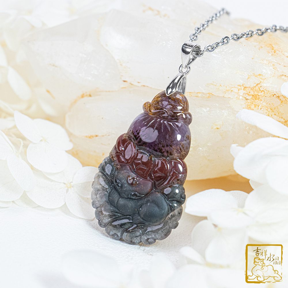 四色極光23 紫鈦晶九尾狐仙墜 7.9g 療癒智慧