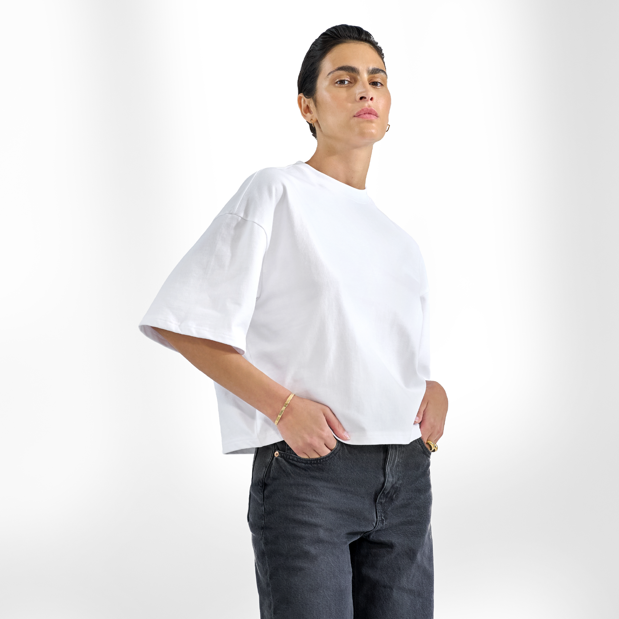 Bread & Boxers Heavy T shirt 率性寬版純棉T恤 - 白