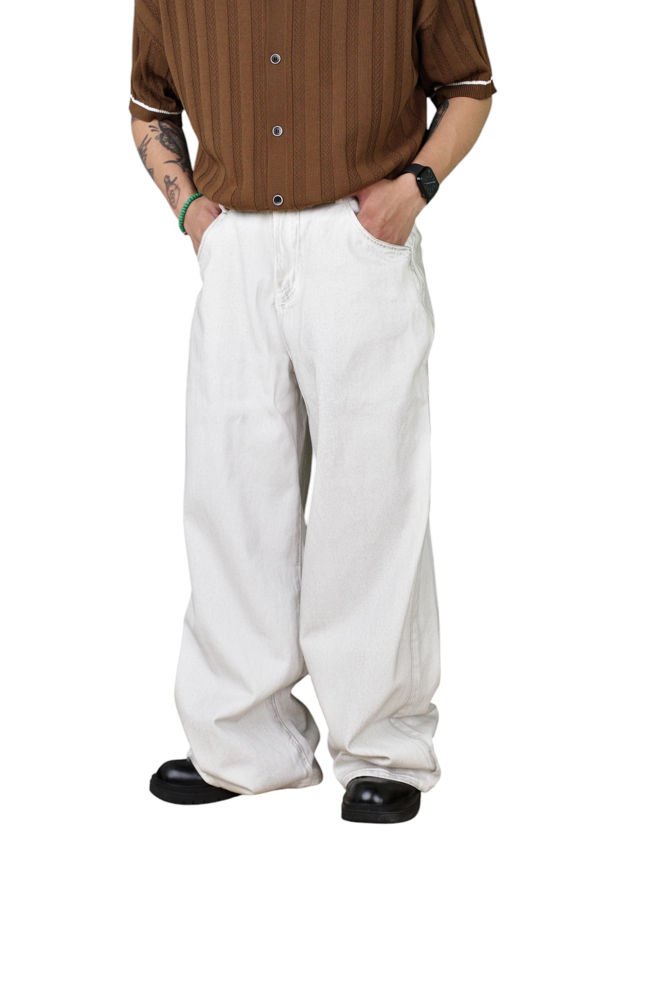 『Always_Good』做髒 潑墨 Baggy 寬鬆 落地 牛仔 長褲