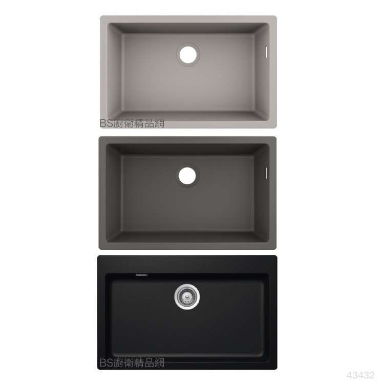 Hansgrohe｜71cm｜花崗石水槽｜下崁式｜黑色43432170 淺灰43432380
