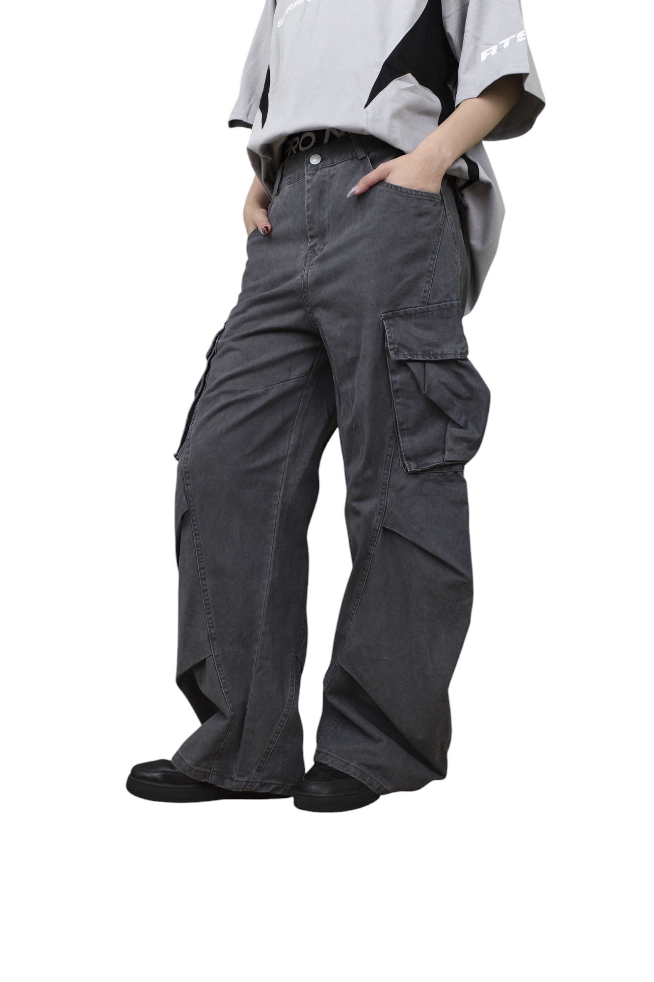 『Always_Good』水洗 皺褶 彎刀 大口袋 工裝 長褲