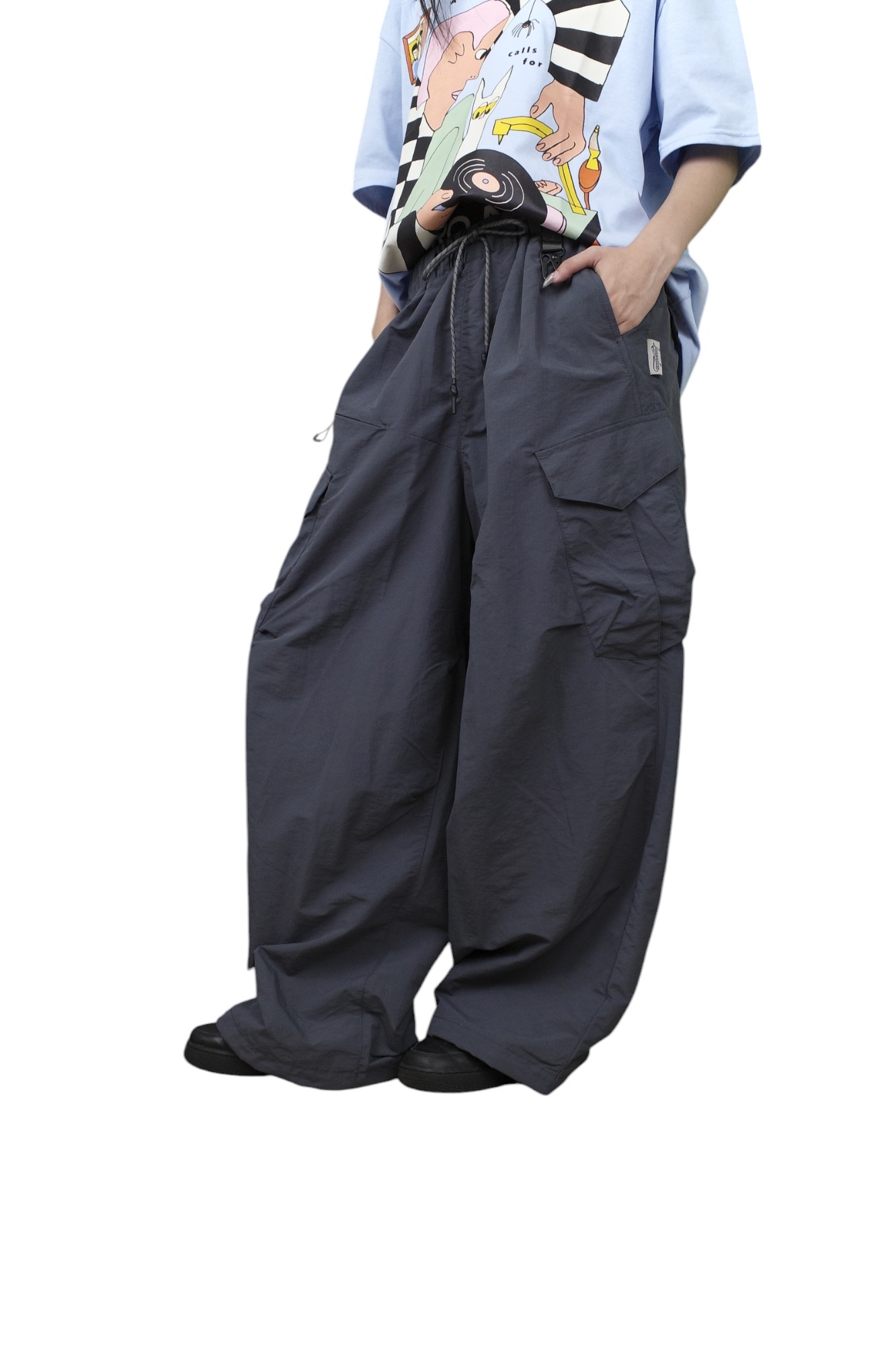 『Always_Good』機能 運動風 皺褶 防風 大口袋 長褲