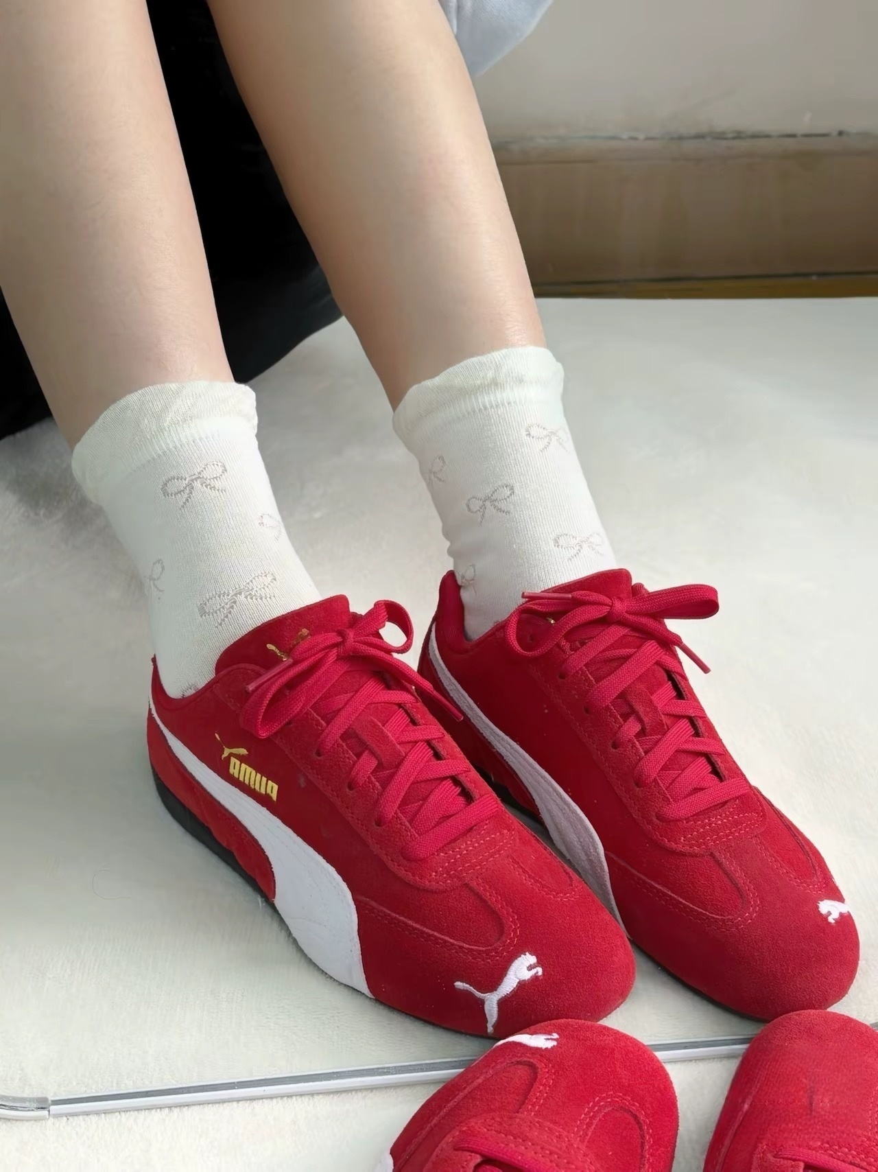 PUMA SPEEDCAT 紅白 賽車鞋 Rosé 朴彩英同款 女鞋 休閒鞋 398846-02
